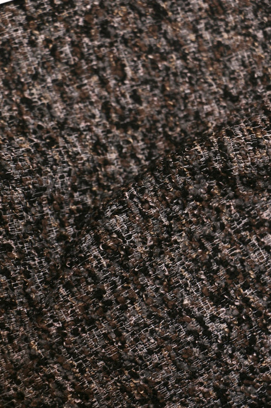 Mocha Wool – Deep Brown Wool-Look Sheer Curtain Fabric
