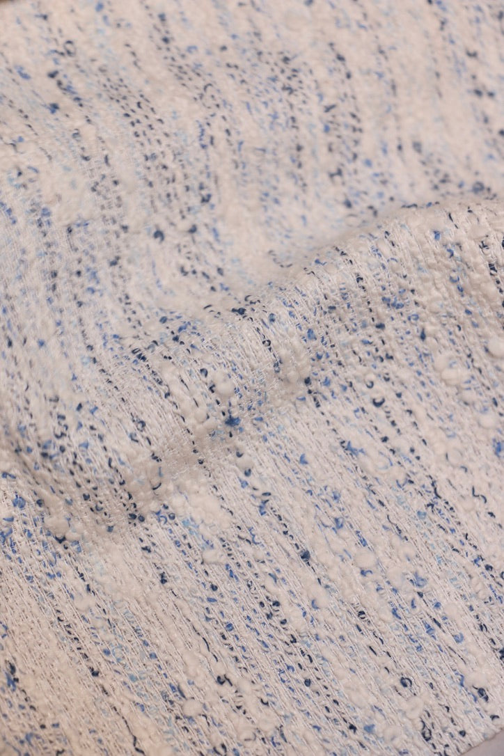 Mist Blue – Cool Tone Stripe Wool-Blend Sheer Curtain Fabric