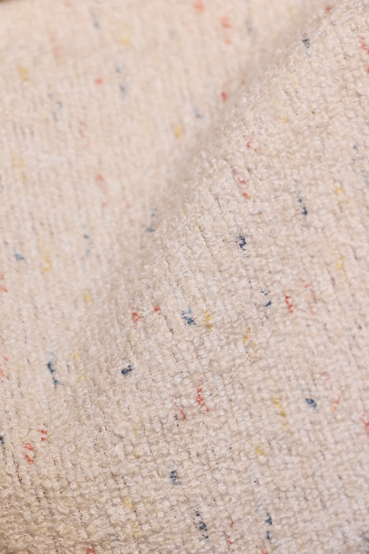 Ivory Speckle – Playful Dot Wool-Blend Sheer Curtain Fabric
