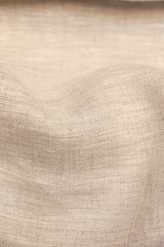 Jacquard Floral Beige – 100% Linen Curtain Fabric, 280cm Width