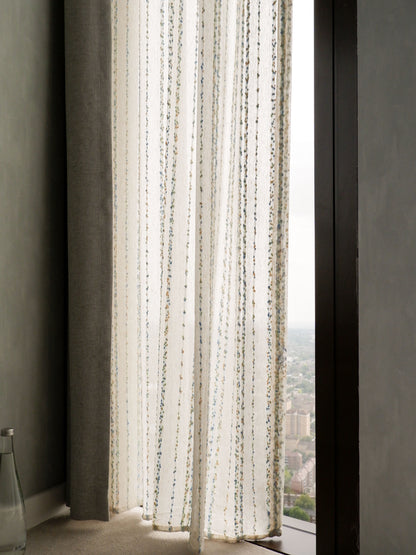 Dottrail Pure White – Textured Sheer Curtain with Soft Tufts