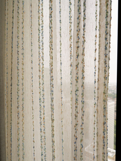 Dottrail Pure White – Textured Sheer Curtain with Soft Tufts