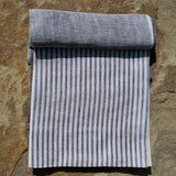 Blue & White Stripe – Woven 100% Linen Curtain Fabric, 140cm Width