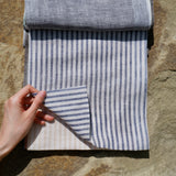 Blue & White Stripe – Woven 100% Linen Curtain Fabric, 140cm Width