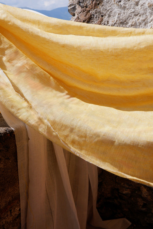Sunlight Yellow – Woven 100% Linen Curtain Fabric, 280cm Width