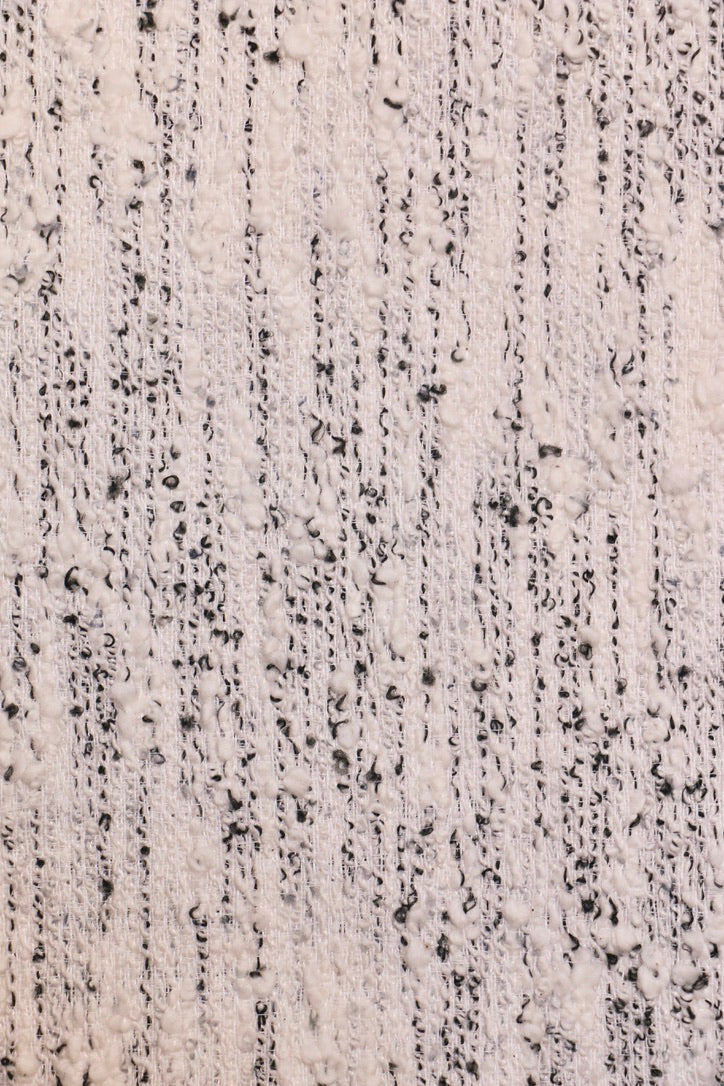 Graphite Loop – Monochrome Boucle Stripe Wool-Blend Sheer Curtain Fabric