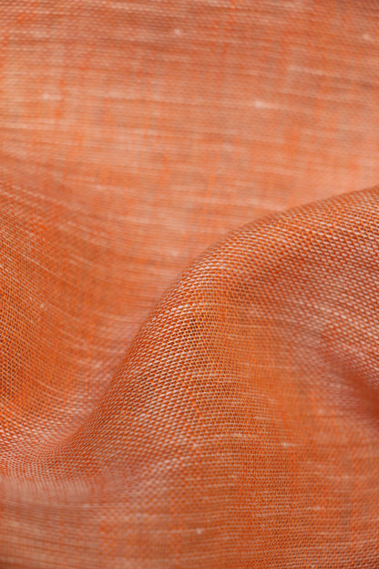 Coral Orange – Woven 100% Linen Curtain Fabric, 280cm Width