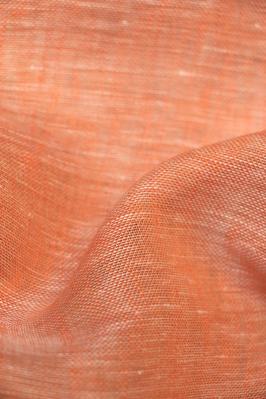 Coral Orange – Woven 100% Linen Curtain Fabric, 280cm Width