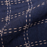 Stitched Navy - Linen Cotton Fabric