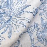 Blue Outline Floral - 100% Linen Fabric
