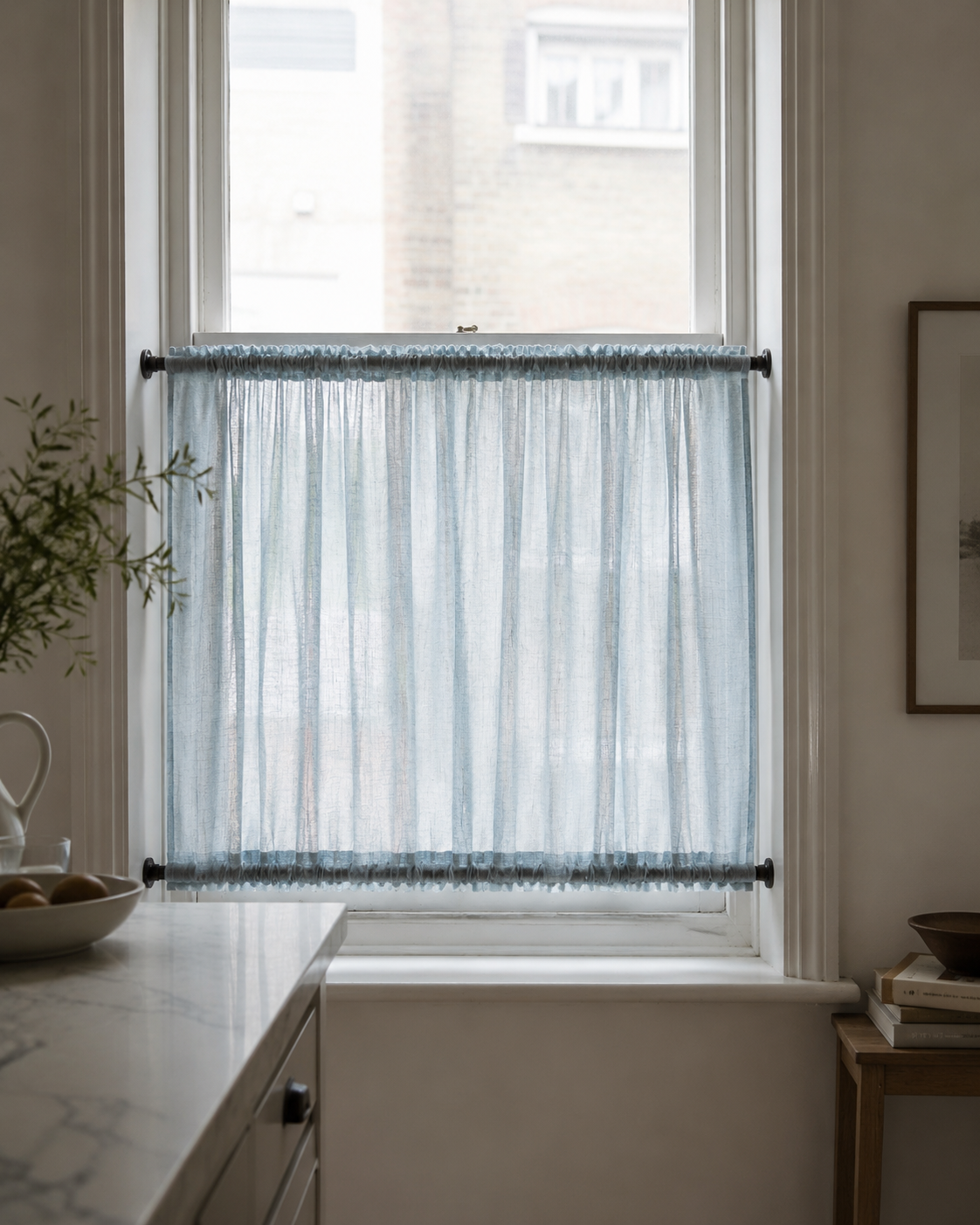 Powder Blue – 100% Linen Sheer Fabric
